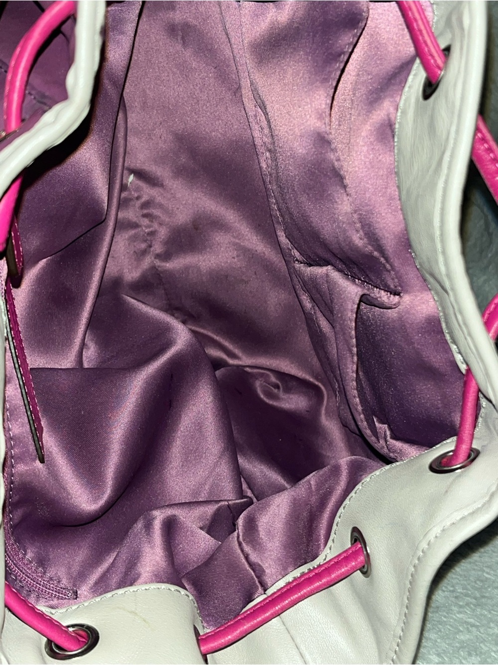 Coach Purple & Hot Pink Leather Drawstring Shoulder Bag - Picture 9 of 13